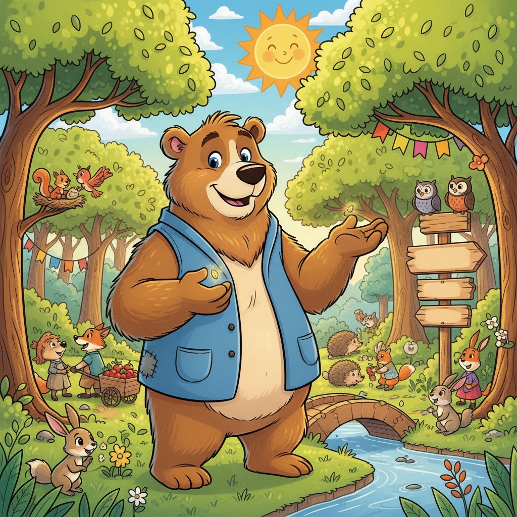 Barnaby the Benevolent Bear and the Sunny Forest's Caring Heart