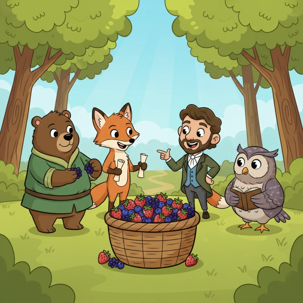 The forest council, inspired by the Fox's idea, decides to create a "Community Berry Basket." Each week, every animal brings a few extra berries to a central spot. This basket isn't just for individual acts of kindness anymore; it's a shared resource, a first step towards organized community support.