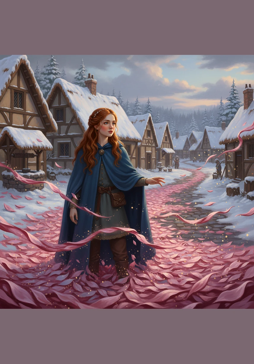 By the third day, the village was buried under a soft, glowing carpet of rose-colored silk that muffled every footstep. While others stayed indoors to wait out the strange weather, Elara noticed the petals seemed to be flowing in a specific direction, pulled by an invisible tide.