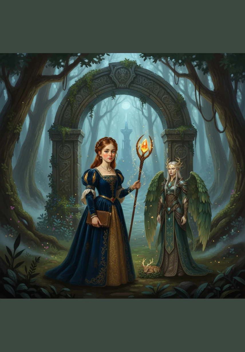 On the fifth day, the petal rain turned into a swirling mist that blurred the lines between reality and dream. Elara reached a hidden clearing where a magnificent stone archway stood, pulsing with a soft, rhythmic light that matched the beating of her own heart.