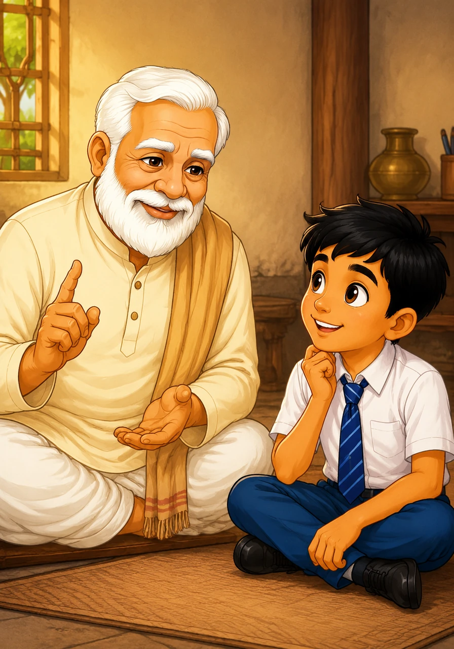 गुरुजी ने बताया कि कैसे 'ज्ञान' शब्द के आगे 'वि' उपसर्ग लगाने से वह 'विज्ञान' बन जाता है और पीछे 'ता' प्रत्यय लगाने से 'ज्ञानता' बन जाता है। विवेक इस शब्द-संरचना के खेल से बेहद प्रभावित हुआ और उसने घर लौटकर इस पर गहराई से विचार करने का निश्चय किया।