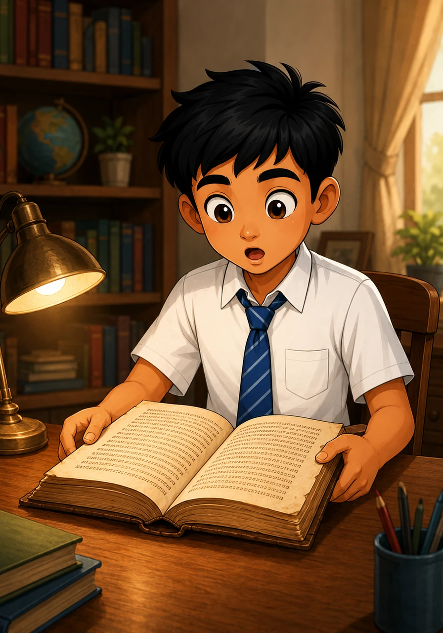 ज्ञान-रत्न को हाथ में लेते ही विवेक की आँखें खुलीं और उसने खुद को वापस अपने घर के अध्ययन कक्ष में पाया। उसके सामने वही पुरानी डायरी खुली हुई थी, लेकिन अब उसमें सारे शब्द पूरी तरह से स्पष्ट, सुंदर और मुद्रित दिखाई दे रहे थे।
