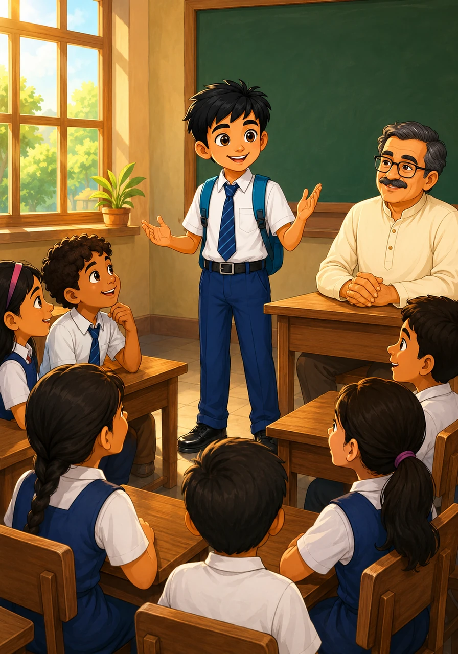 अगले दिन विवेक ने पाठशाला जाकर अपने गुरुजी और सहपाठियों को इस अद्भुत और अविस्मरणीय यात्रा की पूरी कहानी सुनाई। सभी बच्चों ने समझ लिया कि व्याकरण केवल रटने के लिए नहीं, बल्कि जीवन को सुंदर और अर्थपूर्ण बनाने का एक शक्तिशाली माध्यम है।