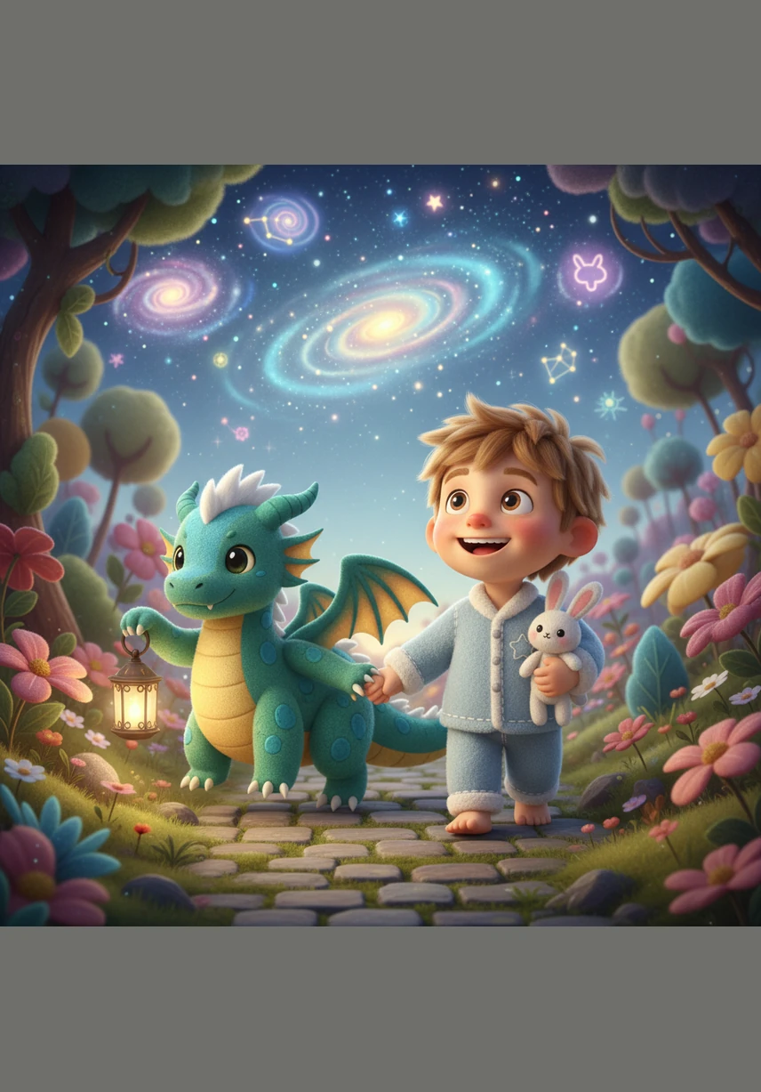 The dragon led Leo across a bridge of light and into the castle's magnificent courtyard. Everywhere he looked, there were magical gardens and fountains that sprayed water made of pure starlight.