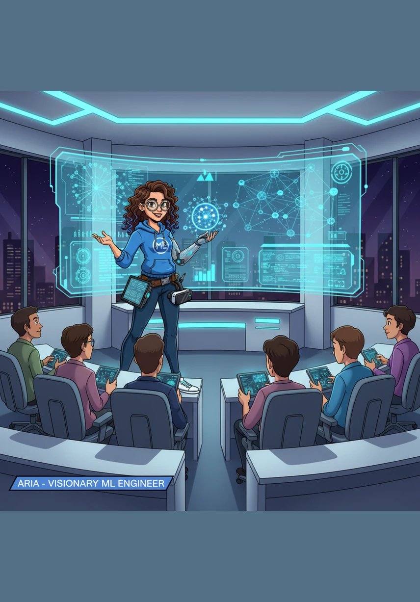 Standing before a group of fellow engineers, Aria explains the final logic of how the system calculates probabilities to make its verdict. She looks toward the horizon, suggesting future improvements like deep learning integration and real-time adaptation to evolving threats. Her project is complete, a testament to how logic and creativity can build a cleaner, safer digital future.