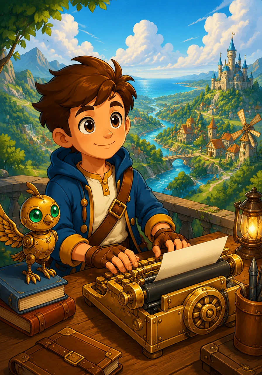 With the world bright and peaceful once more, Leo understands that he holds the power to shape his own future. He looks out over his creation and types the words The Beginning, ready to write a lifetime of extraordinary adventures.
