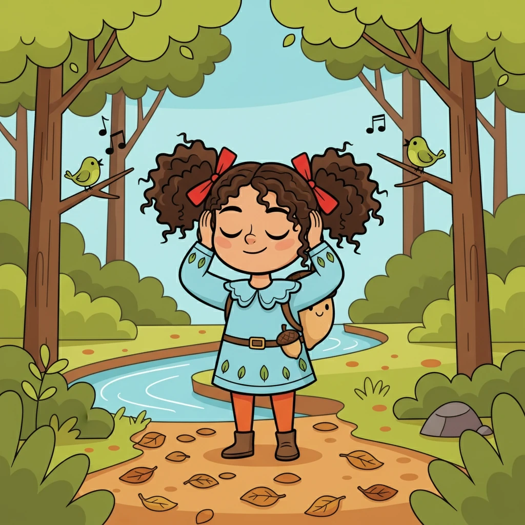 Lía les propuso un juego: cerrar los ojos y concentrarse en los sonidos del bosque. El agua del arroyo, el canto de los pájaros, el crujir de las hojas. Todos comenzaron a escuchar con atención.