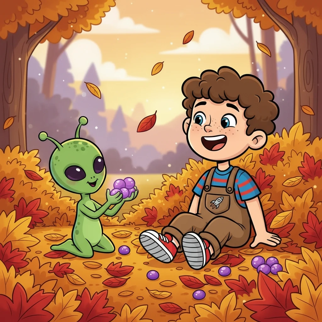 Over time, Clark started to understand Bink's alien language. He learned Bink loved to eat space-berries and play games in the leaves. Clark found himself laughing at Bink's funny antics and growing fond of his new friend.