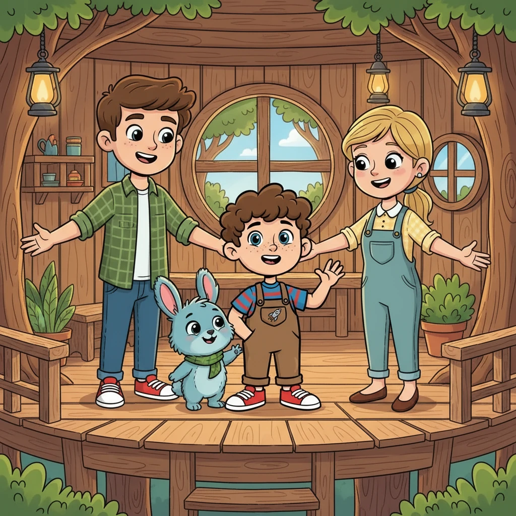 One day, Clark's parents came to visit the treehouse. Clark proudly introduced Bink to them. His parents smiled and welcomed Bink with open arms, making him feel like part of the family.