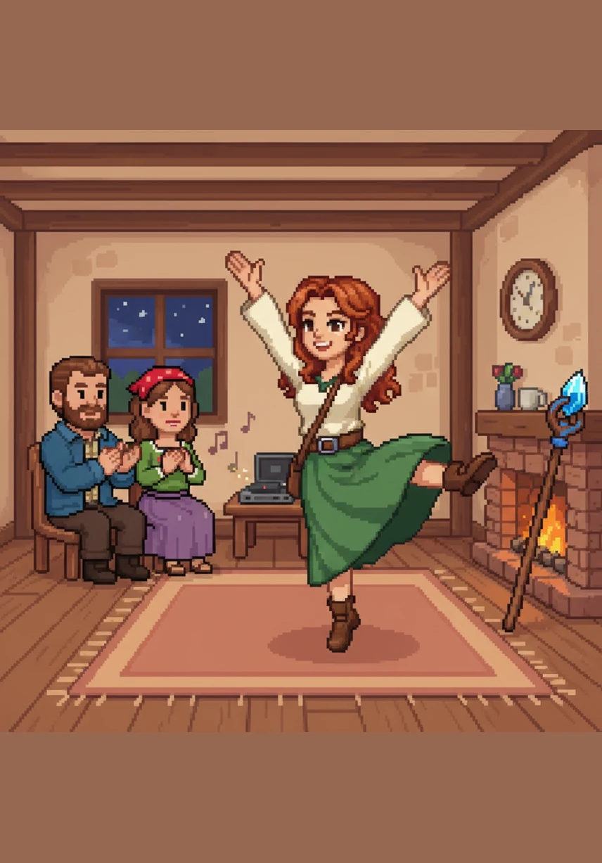 When the music started to play, Hailey began to twirl and leap across the room like a graceful butterfly. She pointed her toes and reached for the stars, feeling the rhythm in her heart with every beautiful move.