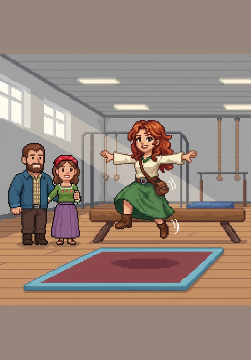 Hailey walked carefully across the beam, keeping her arms out wide for balance, and then performed a perfect somersault on the mat. She felt as strong as a superhero, knowing that her hard work was finally paying off.