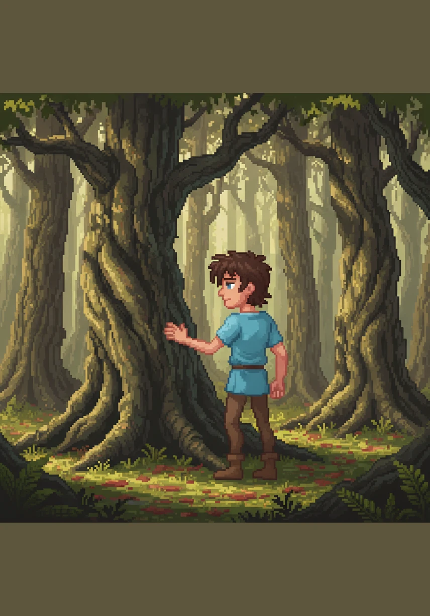 He marches through a forest of ancient, gnarled trees that have survived centuries of storms to grow tall and strong. He touches the rough bark, understanding that growth only happens where there is resistance and that his struggle is building deep roots.
