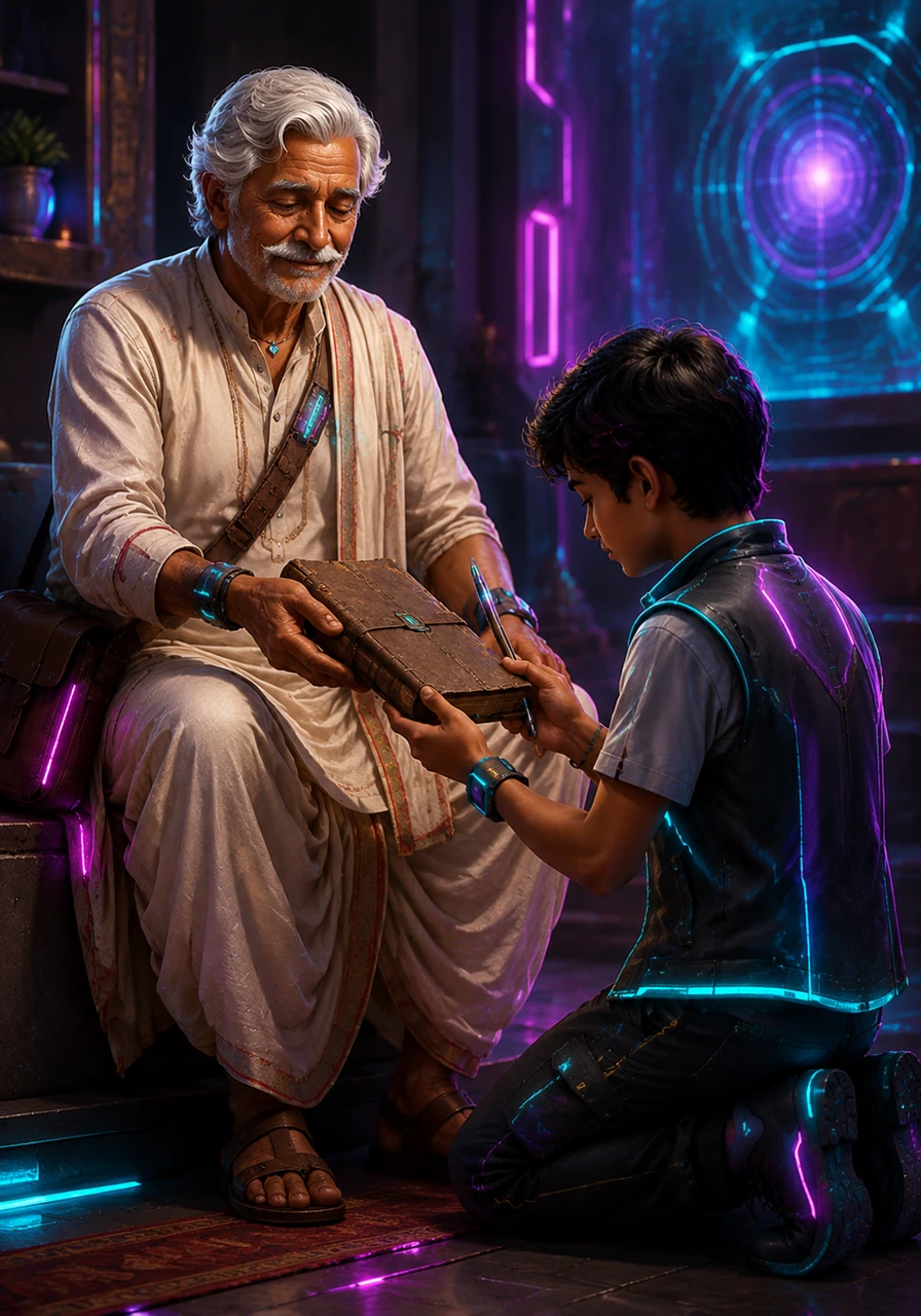 વીરજી દાદા શાંતિથી પોતાની આંખો બંધ કરે છે અને સમરના હાથમાં પોતાની એ પવિત્ર ડાયરી અને પેન સોંપી દે છે, જે નાણાકીય શિસ્ત અને પરિવાર પ્રત્યેના પ્રેમના હસ્તાંતરણનું પ્રતીક છે. સમર દાદાના પગે લાગે છે અને વચન આપે છે કે તે આ જ્ઞાન અને સંસ્કારોને પોતાની આવનારી પેઢી સુધી અકબંધ રાખશે.