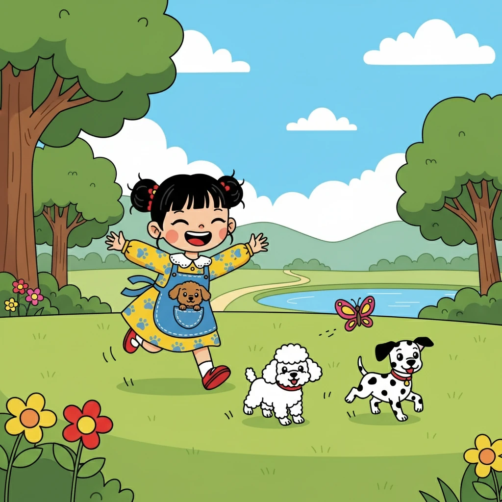 小雅和小黄和小黑一起去公园散步,他们在草地上追逐,玩耍,享受着美好的时光。 他们是彼此最好的朋友。