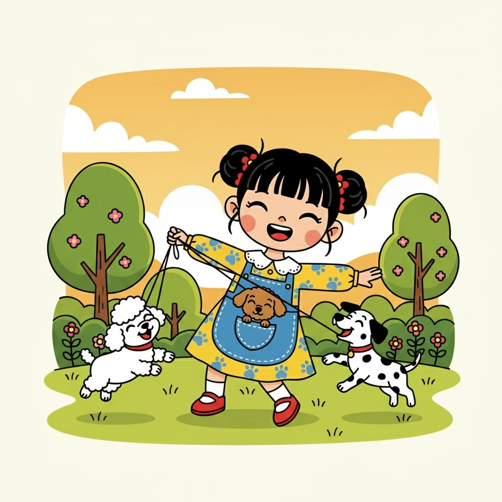 小雅知道,有了小黄和小黑的陪伴,她的生活永远充满了爱和快乐。 她会永远珍惜这份珍贵的友谊,和她的狗狗们一起幸福地生活下去。