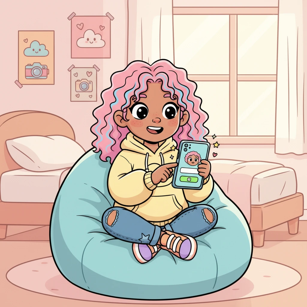 With a deep breath and a joyful grin, Lila tapped the 'create account' button. She carefully chose a fun profile picture of herself winking and typed in her special username, 'LilaLensArt', feeling a mix of nerves and enormous excitement.