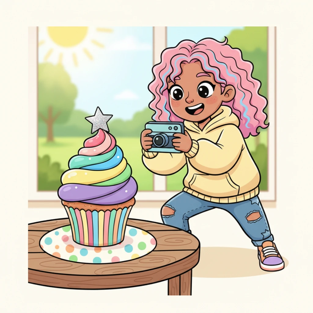 For her very first post, Lila chose a magnificent, towering cupcake, frosted with swirls of rainbow icing and topped with a tiny, edible glitter star. She carefully positioned it on a bright polka-dot cloth, then held her camera phone up, ready to capture its sugary splendor.