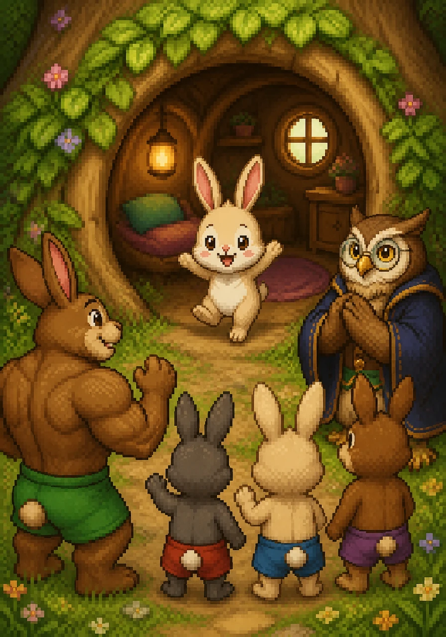 Bibo hopped happily back into his cozy burrow, which now felt more perfect and welcoming than it ever had before. He understood that being small was just right for him, and that while math magic is powerful, it must be used with great care.