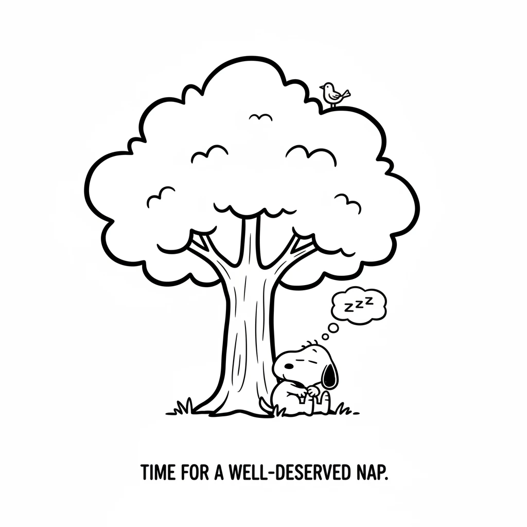 After many exciting miles, Wobble found the perfect spot under a giant, friendly oak tree. He curled up, happy and tired from his grand journey. Tomor
