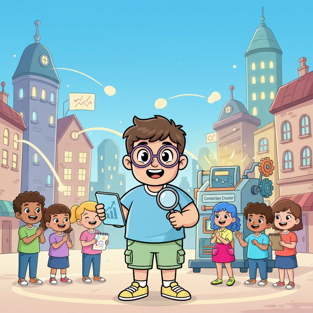 Pip beamed, surrounded by his new friends and a city full of shining ideas. His Connection Creator had shown everyone that a welcoming 'first impression,' built on trust and kindness, makes every idea, and every friend, feel truly seen and valued.