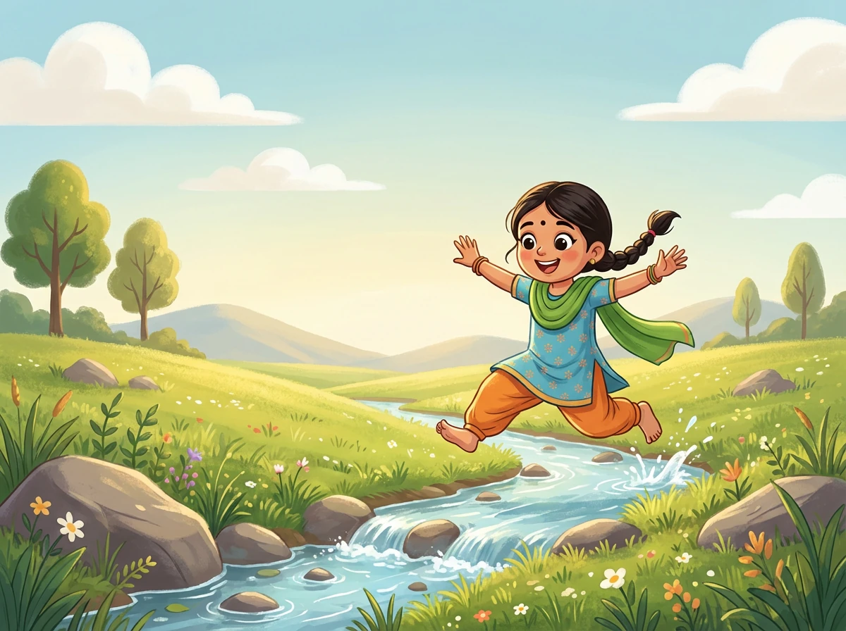 हर दिन, नन्ही तालाब से पानी लाती और खेत को सींचती रही। किसान ने उसे देखा और सोचा कि यह चिड़िया क्या कर रही है।