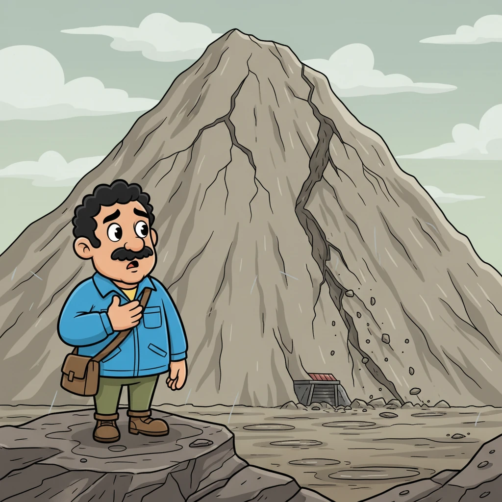 After weeks of heavy rain, Mario noticed something troubling on the towering mountain slopes near the mine where he worked. Cracks snaked across the rock, and the ground seemed to sigh and shift, making his heart thump with worry.