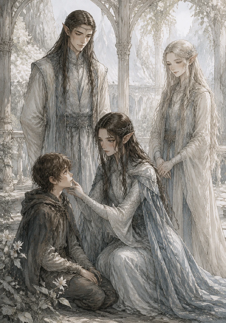 When a young human boy named Estel is brought to Imladris, Linniel takes him under her wing with an almost irrational devotion. She watches over Aragorn as he grows, her introverted nature giving way to a sharp, watchful eye whenever danger nears her foster brother.