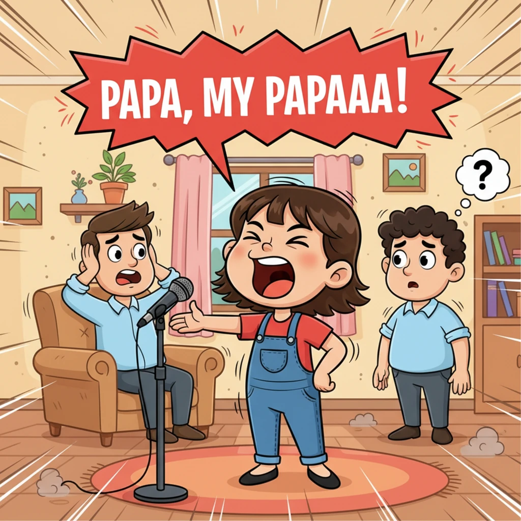 Taashi takes a deep breath, puffs out her chest, and extends her hand towards an invisible microphone. 'Papa, my Papaaaaa!' she wails, her voice erupt