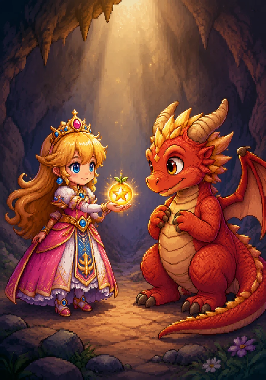 I am not here to hurt you, Lyra whispered softly, stepping into the light and holding out a glowing star-berry. Ember tilted his head, his long tail twitching shyly as he realized the little princess brought a peace offering instead of a heavy sword.
