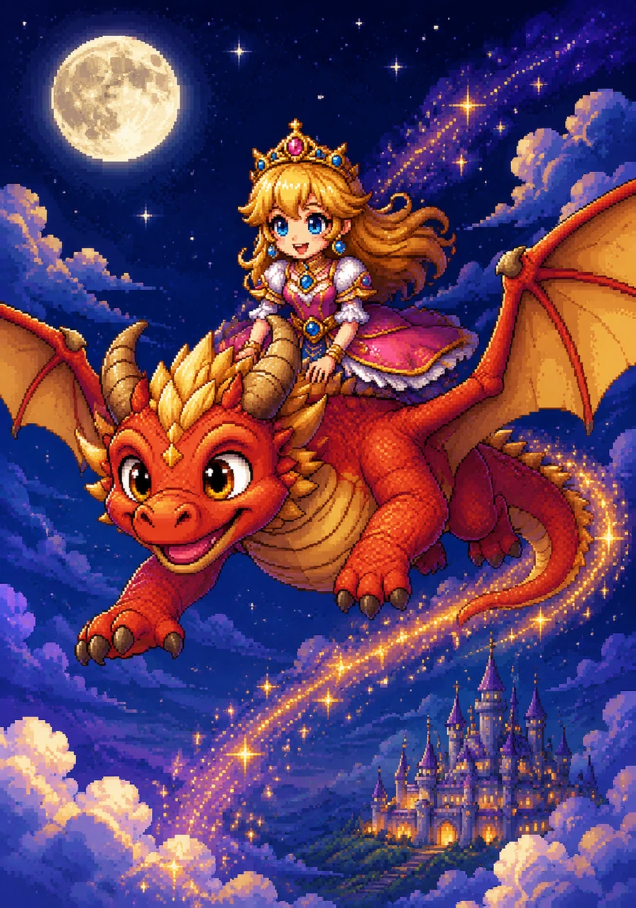 To thank his new friend, Ember knelt down and invited Lyra to climb onto his soft, warm back. Together, they soared through the moonlit clouds, diving through stardust and heading back to the kingdom to show everyone that the monster was actually a gentle guardian.
