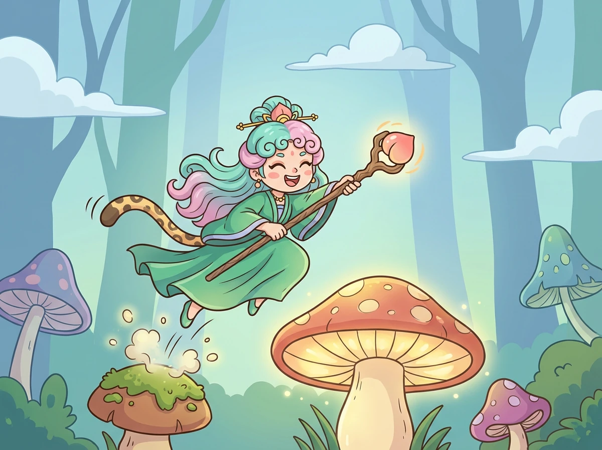 蟠桃园中,仙桃硕果累累,散发着诱人的香气。瑶姬守护着这些仙桃,它们拥有着长生不老的魔力。