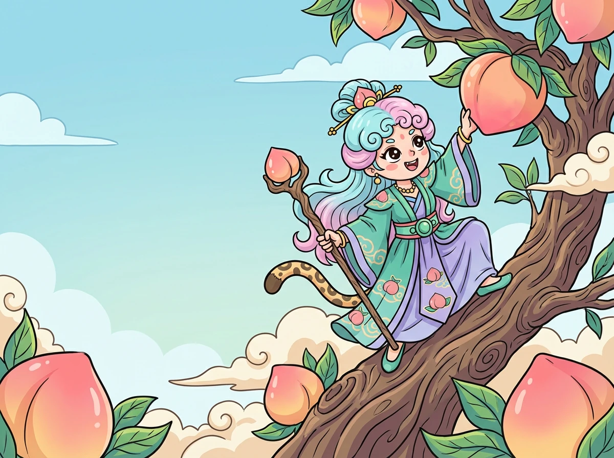 瑶姬手持权杖,向天空发出一声啸叫,声音响彻云霄,震慑着妖魔鬼怪。