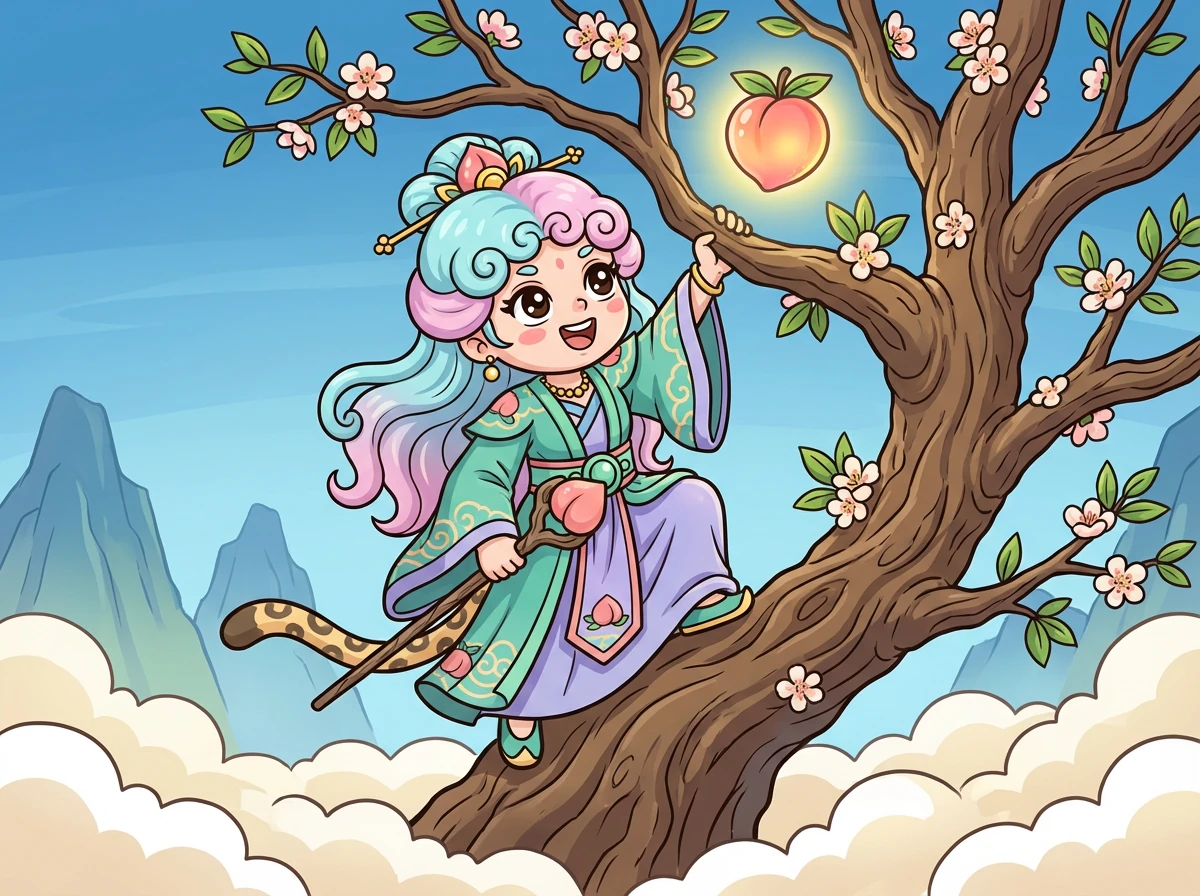 在凡间,瑶姬化身为一位慈祥的仙女,帮助人们战胜疾病,驱散恐惧。