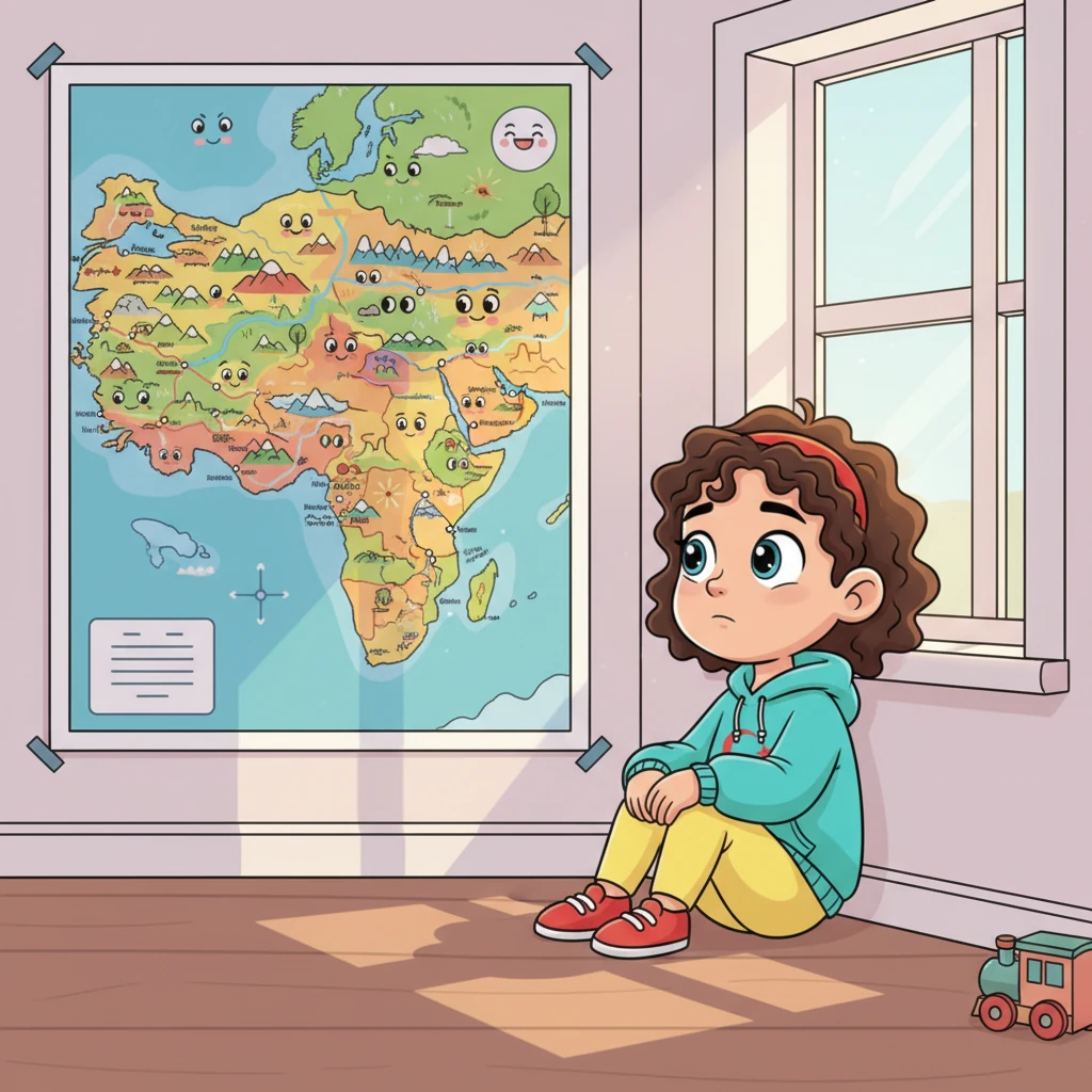 Can, odasında sıkılmış, pencereden dışarı bakıyordu. Duvarındaki büyük, renkli Türkiye haritası dikkatini çekti. Haritada işaretli şehirler ve dağlar ona gülümsüyordu.