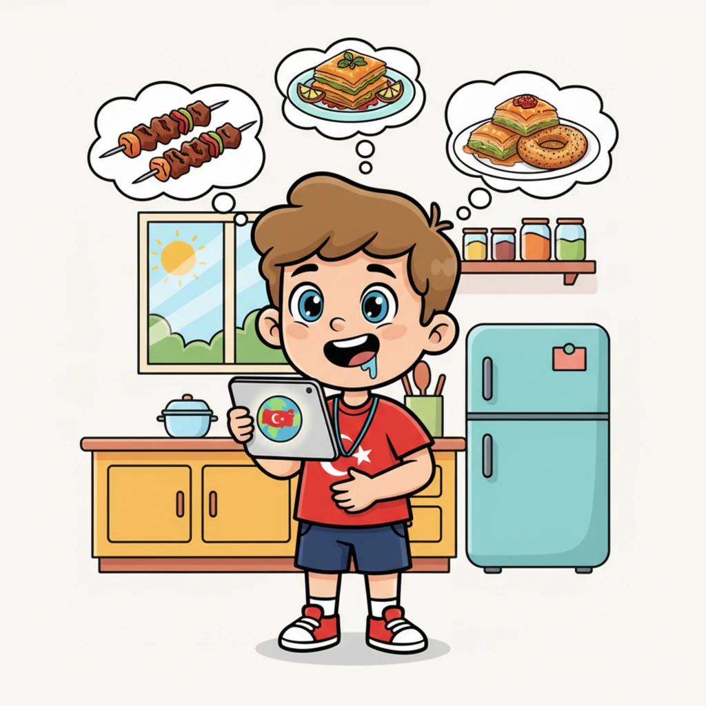 Sitenin "Yemekler" bölümüne geldiğinde Can'ın karnı guruldadı. Kebaplar, baklavalar, simitler... Hepsini sitesine ekledi ve o lezzetli tatları hayal etti. Ağzı sulanmıştı.