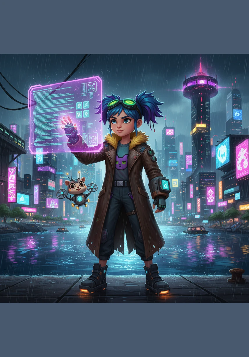 At the edge of a sparkling river, Meera meets a playful monkey named Kapi who is struggling to reach a piece of fruit. She uses a long stick to help him, and in gratitude, Kapi points her toward the narrow, rocky trail hidden behind a waterfall.