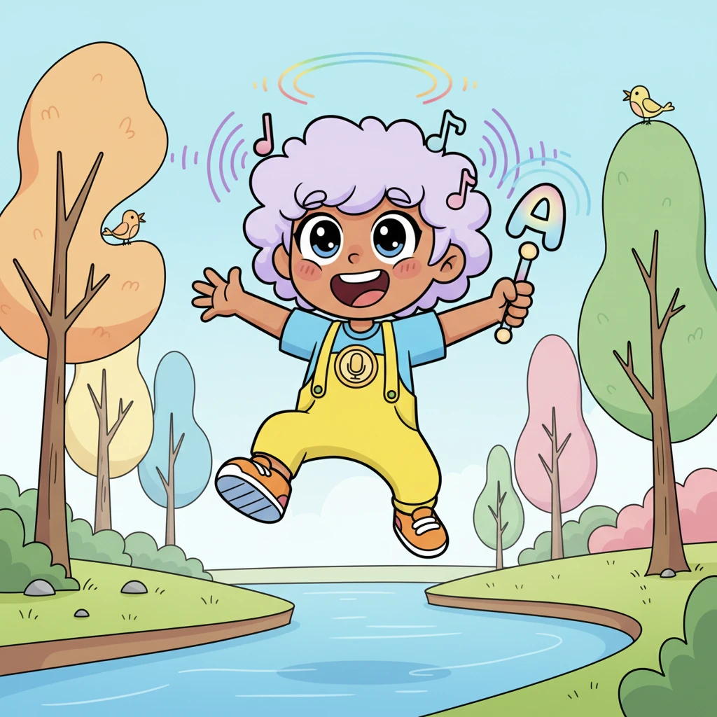 Pip, a tiny sprite with sparkling eyes and a cheerful grin, lived in a world that was strangely quiet. The trees swayed silently, and the rivers flowed without a ripple of sound. Pip longed for music and chatter.