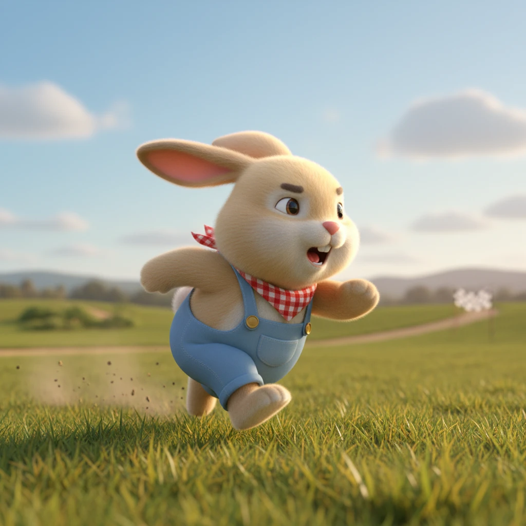 Barnaby leaped to his feet and sprinted with all his might, a desperate blur of white fur across the field. His heart pounded as he strained to catch a glimpse of the finish line, hoping against hope that Timothy was still far behind. He pushed himself to his absolute limits.