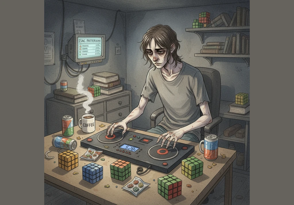 Every spare second is dedicated to the craft, with Isaac timing his solves on a professional stackmat timer. He dreams of the day his name will sit at