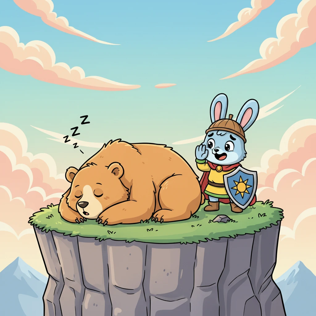 Di puncak tebing, Kiki menemukan "bayangan menakutkan" itu bukanlah monster, melainkan seekor beruang madu besar yang tertidur pulas. Suara geraman yang mereka dengar ternyata adalah dengkuran sang beruang yang sedang bermimpi indah. Kiki merasa lega sekaligus geli.