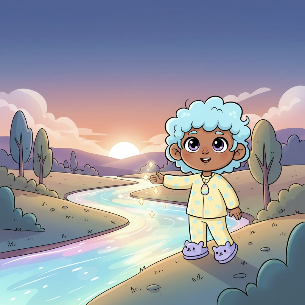 Every single night, as the sun dipped below the horizon and children everywhere closed their sleepy eyes, the River of Colors would begin to glow. Its radiant light pulsed softly, a warm invitation to the land of dreams. It shimmered with a quiet, joyful energy.