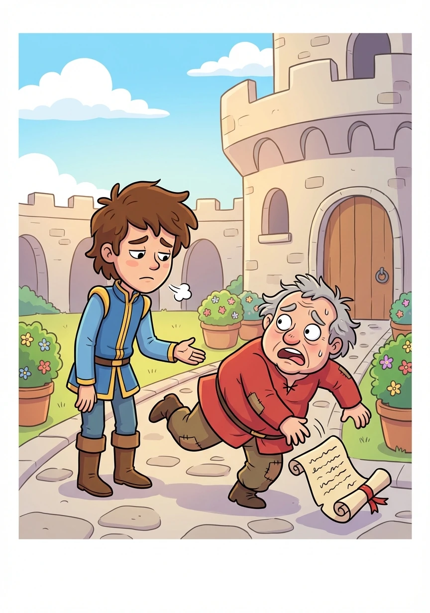 Bartholomew, Alaric's loyal and somewhat clumsy personal servant, rushed up, nearly tripping. He carried a scroll detailing a dispute between two neighboring villages. Alaric sighed; another day, another decision.