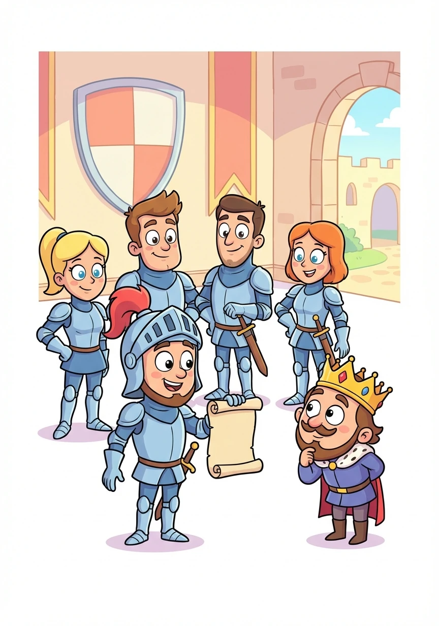 The Azure Guard, Alaric's elite force comprised of five brave knights – three men and two women – stood ready. Sir Gareth, the captain, presented a report on the kingdom's defenses. All was secure, for now.