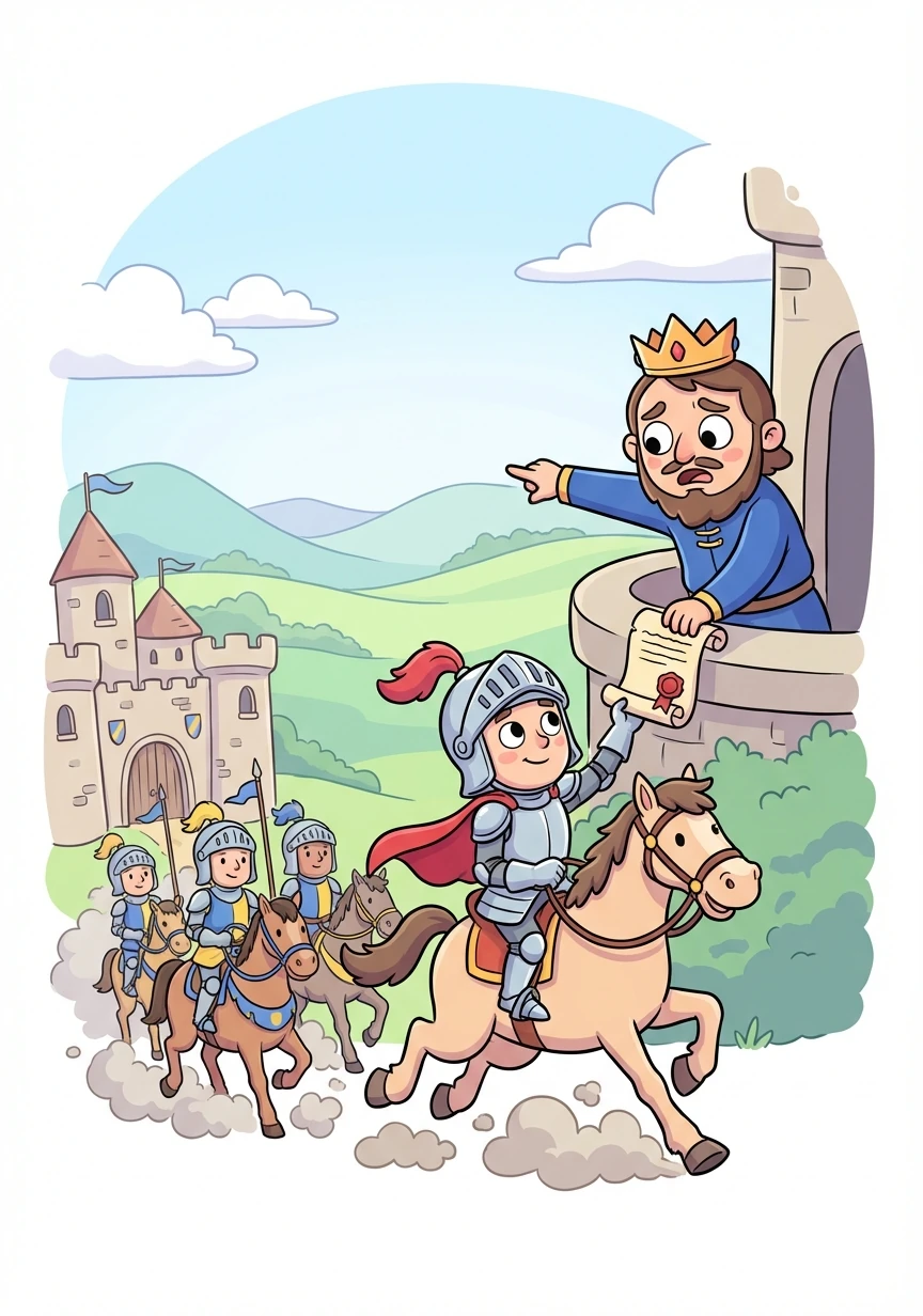 News arrived that bandits were raiding the northern borders. Alaric, despite his desire for peace, knew he had to protect his kingdom. He ordered Sir Gareth and the Azure Guard to ride north.