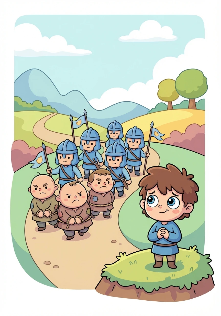 After a swift and decisive victory, the Azure Guard returned, bringing the captured bandits. Alaric, though relieved, felt a pang of sadness for those who had strayed from the path of righteousness.