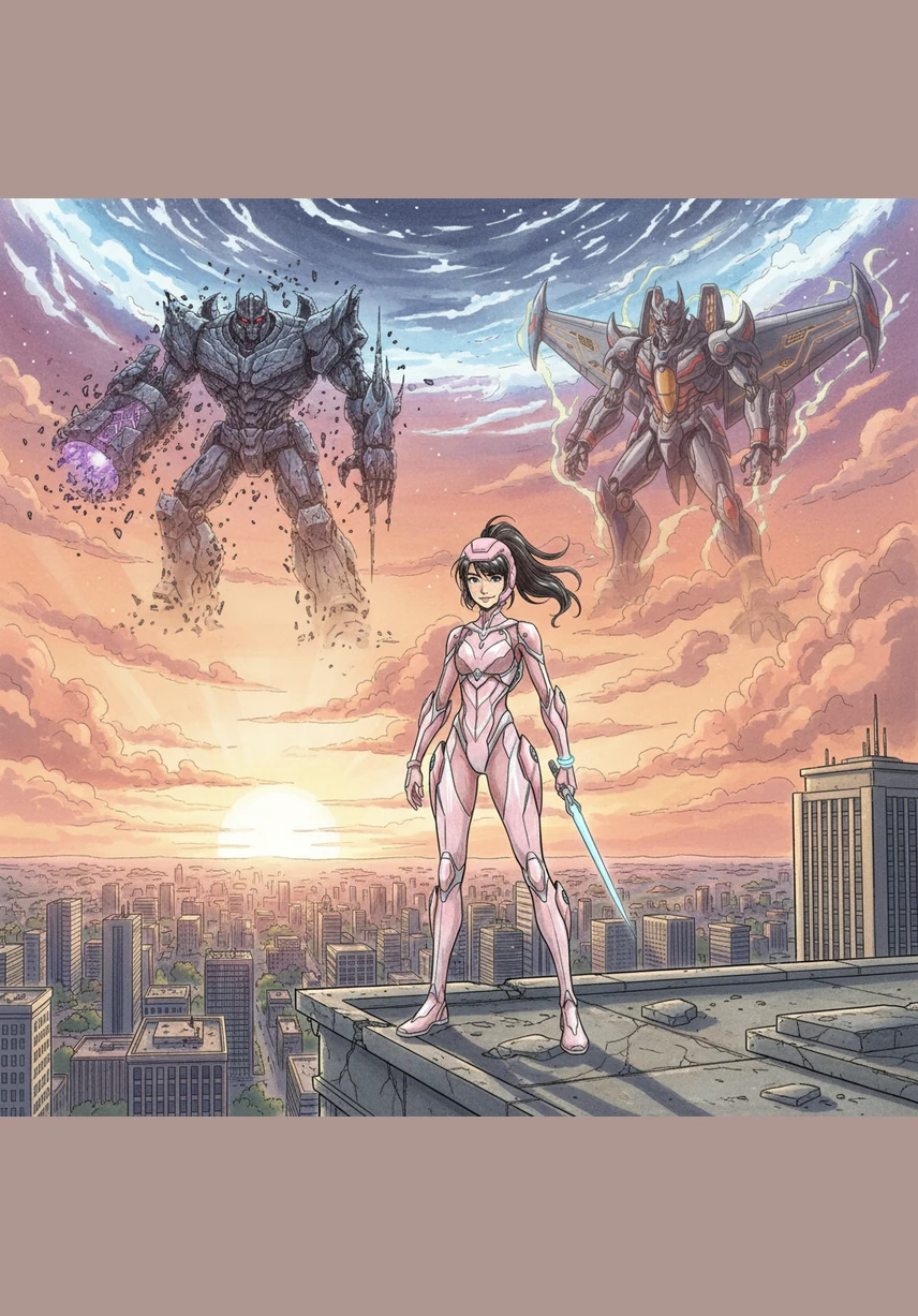 As the rift collapses and the giants vanish back into the stars, Hana stands on a rooftop, her helmet retracting to reveal a determined smile. The sun rises over a saved world, and though the threat was unlike anything they had ever seen, the Earth’s smallest guardians proved they were its greatest hope.