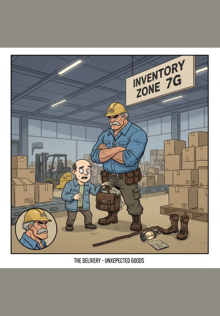 Elias unscrews the cap of his flask, the sharp scent of cheap bourbon cutting through the smell of damp cardboard and machine oil. He leans back against a sorting rack, his eyes gleaming with a strange intensity as he offers the first round to the three nervous workers.