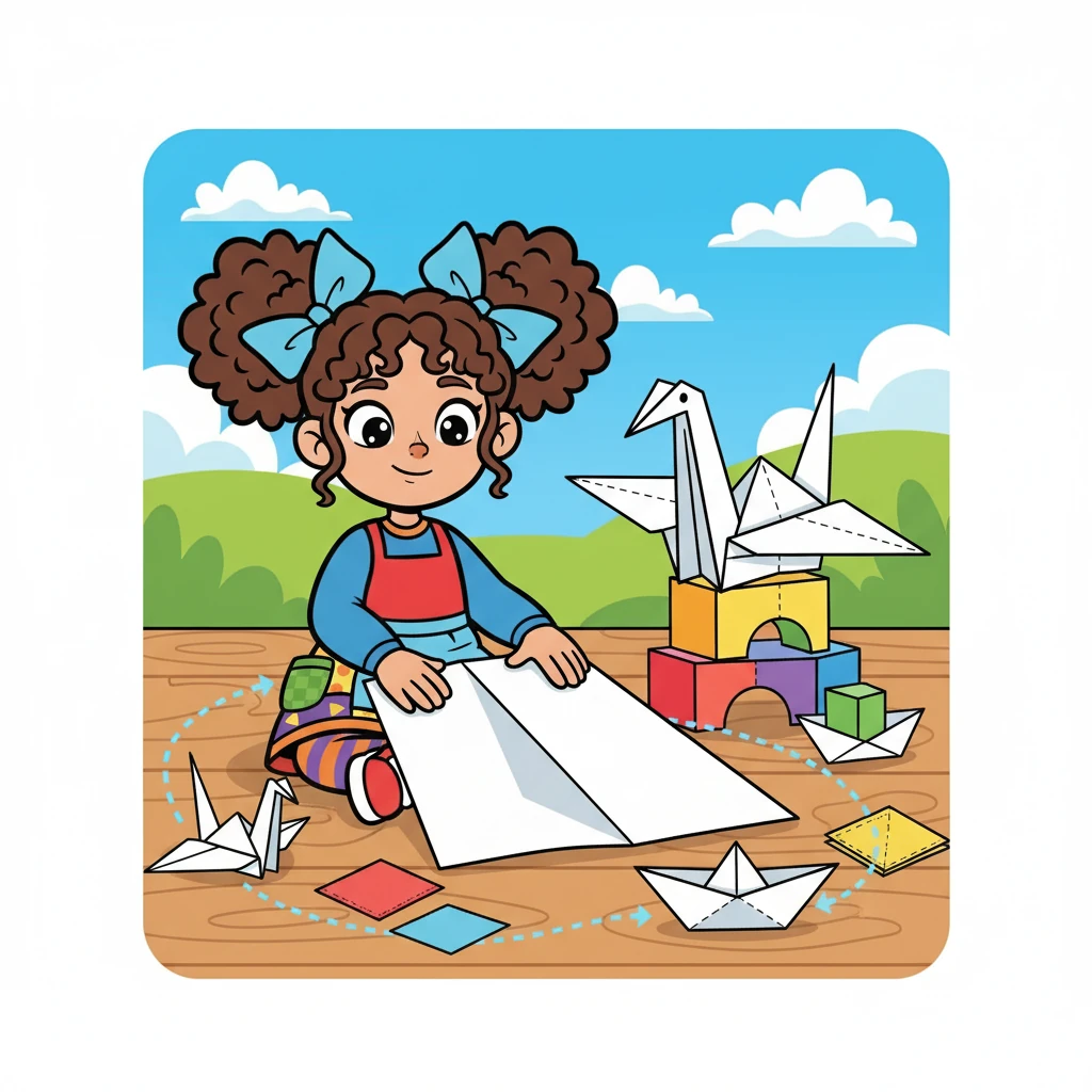 Squaro explained that each fold was a new discovery, each crease a pathway to understanding. He showed Anya how folding a simple square could reveal the hidden symmetry within, teaching her about angles and parallel lines.
