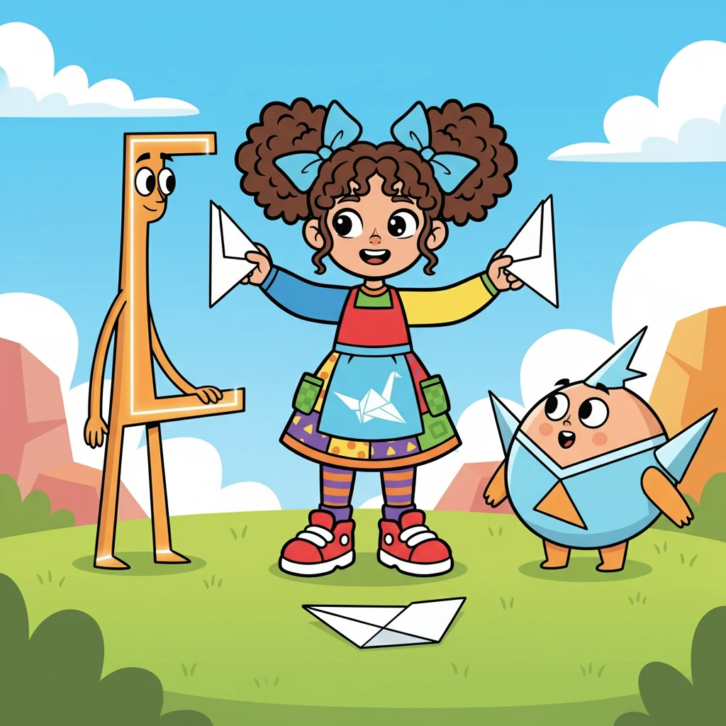 They encountered the Angle Guardians, who tested Anya's knowledge of acute, obtuse, and right angles. Anya, using her origami skills, cleverly demonstrated the different angles with folded paper, impressing the Guardians.
