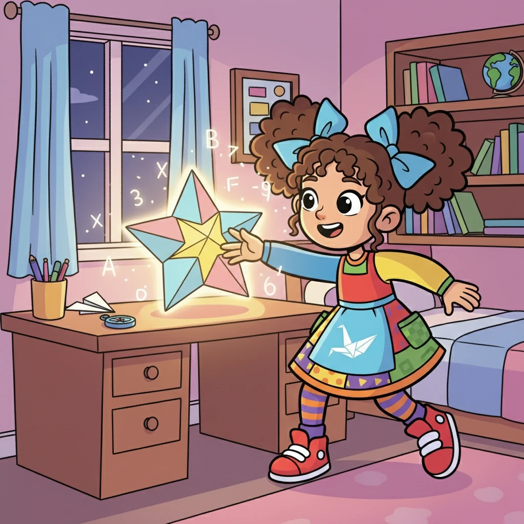 Anya found herself back in her room, the completed origami star resting on her desk. She realized that origami wasn't just a hobby, but a key to unlocking the beauty and wonder of mathematics. Armed with newfound knowledge and inspiration, Anya knew her geometric adventures had just begun.